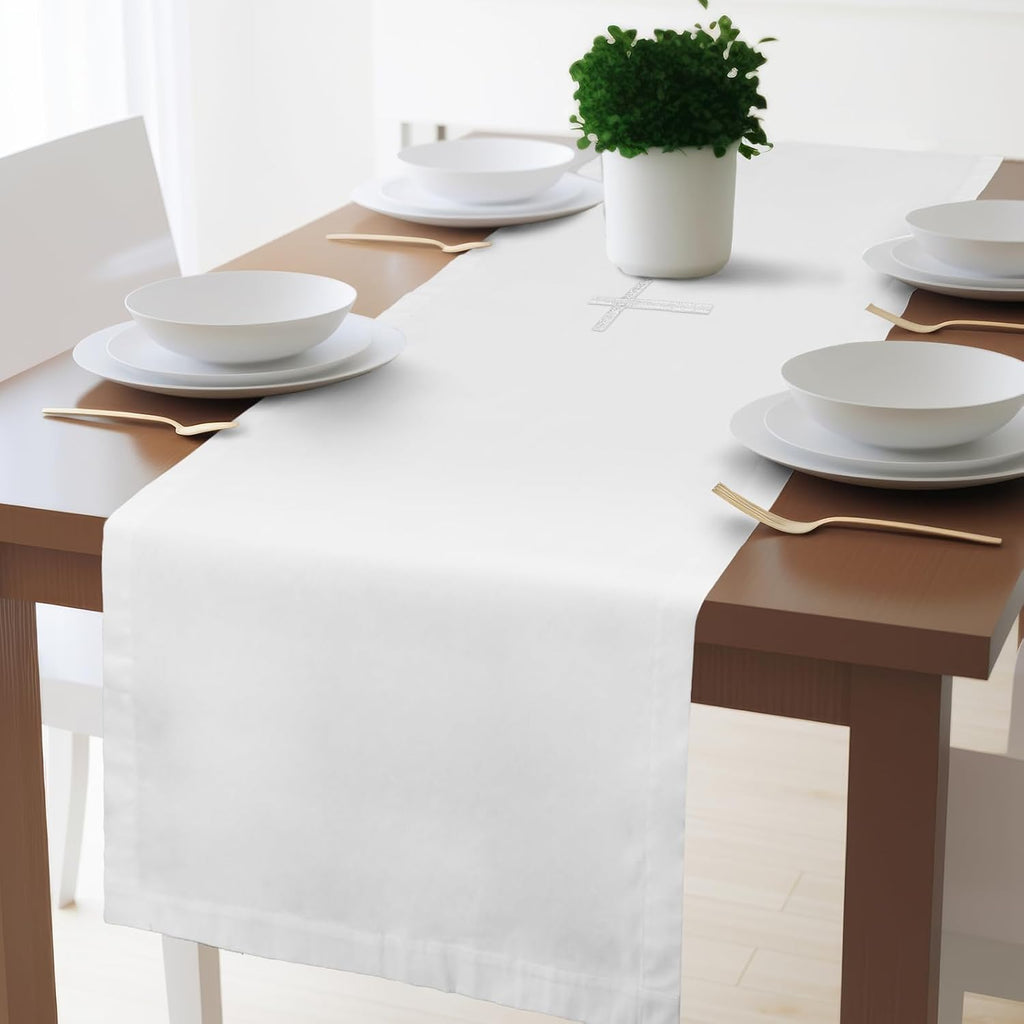 White Altar Cloth Communion Church Table Cloth, 62″ X 24″, Runner