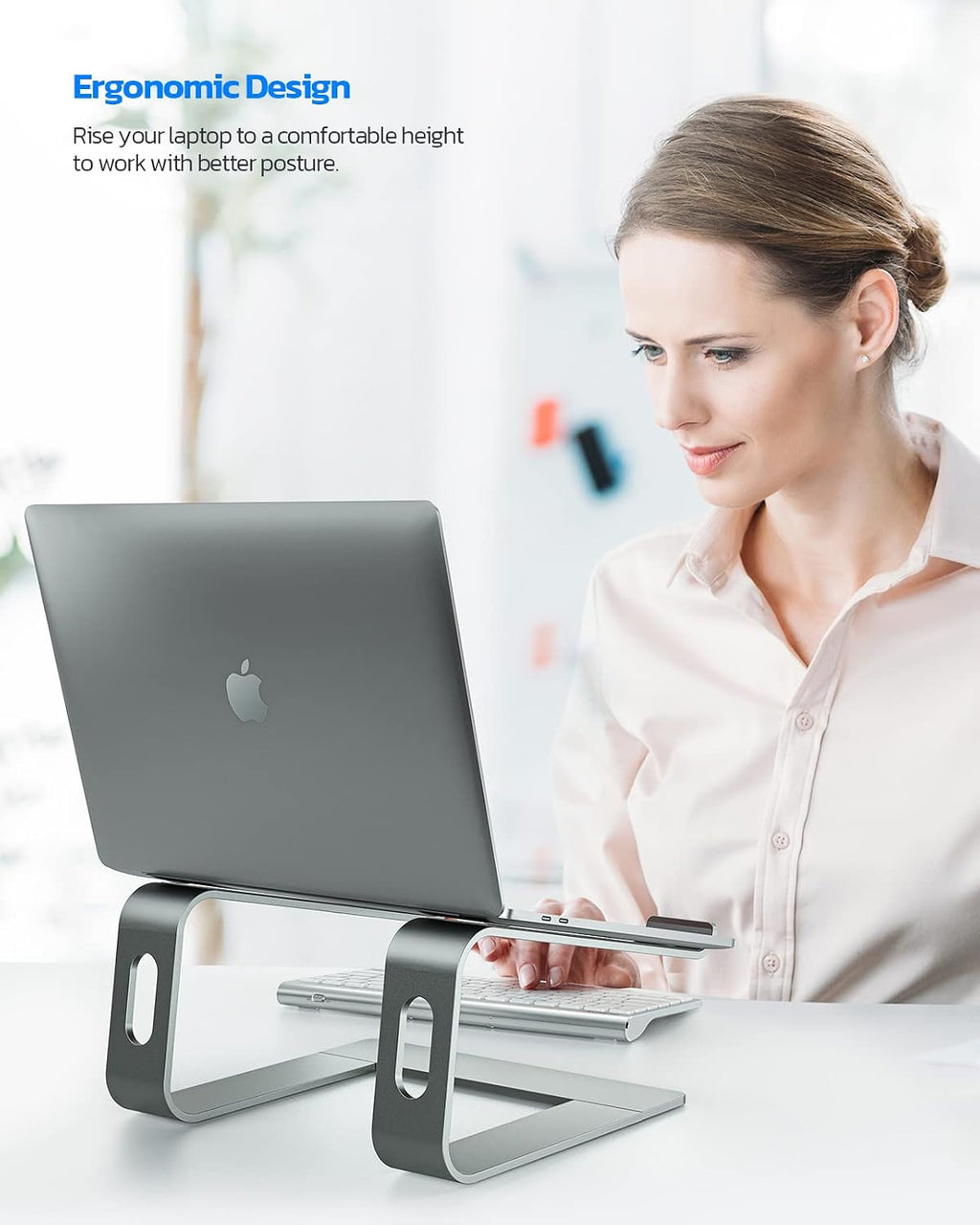 All-Aluminum Laptop Stand for Desk, Ergonomic Detachable Ventilated Cooling Computer Riser, Anti-Slip Design Notebook