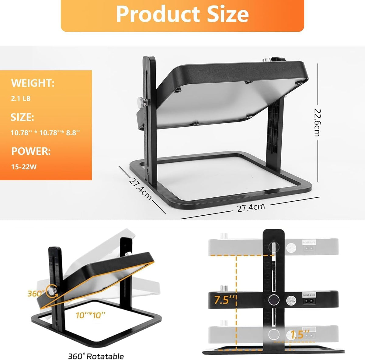 Brooder Heater for Chicks – 10.8" Radiant Heat Plate with Adjustable Height & Angle, Thermostat Control (113–158 ℉)