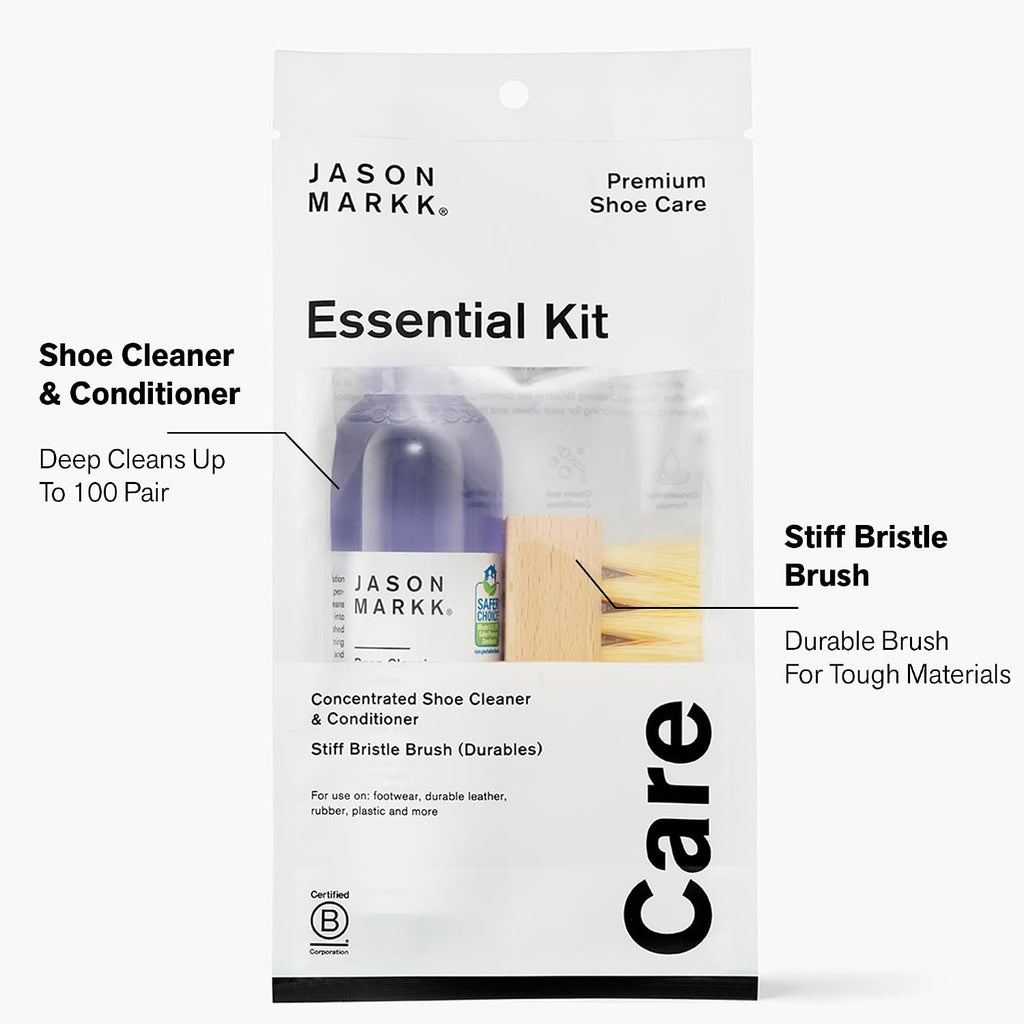 Essential Kit, Shoe Cleaner, 2-Piece Set, Deep Cleaning Solution & Durables Brush, Sneaker Care, Ideal for Footwear