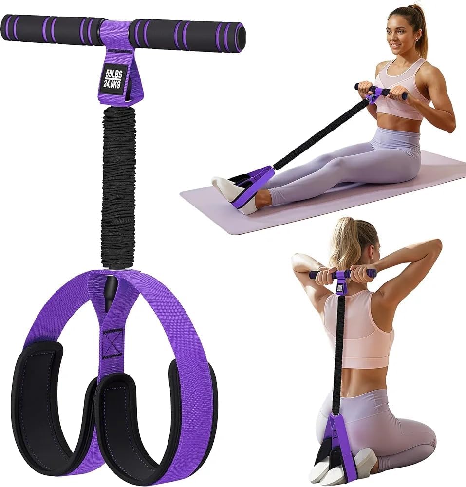 Upgraded Pedal Resistance Band with Comfort Grip Handle, Soft Padded Foot Straps & Thickened Latex Tubes | 55LBS