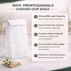 Kraft White Bag 8-100 8lb Kraft White Paper Bags - Pack of 100ct, White Bags