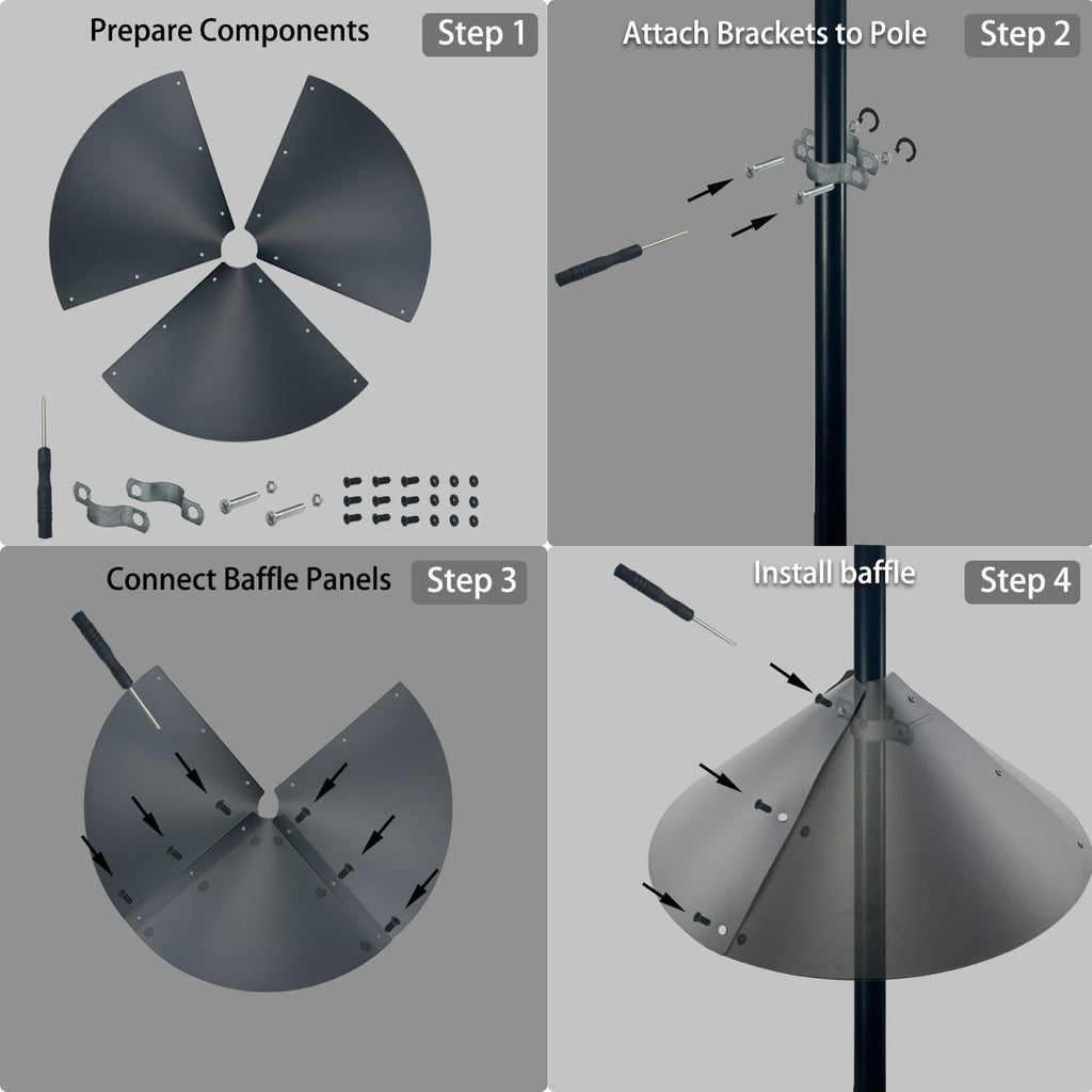 Squirrel Baffle for Bird feeders Pole, Squirrel Proof Cone.