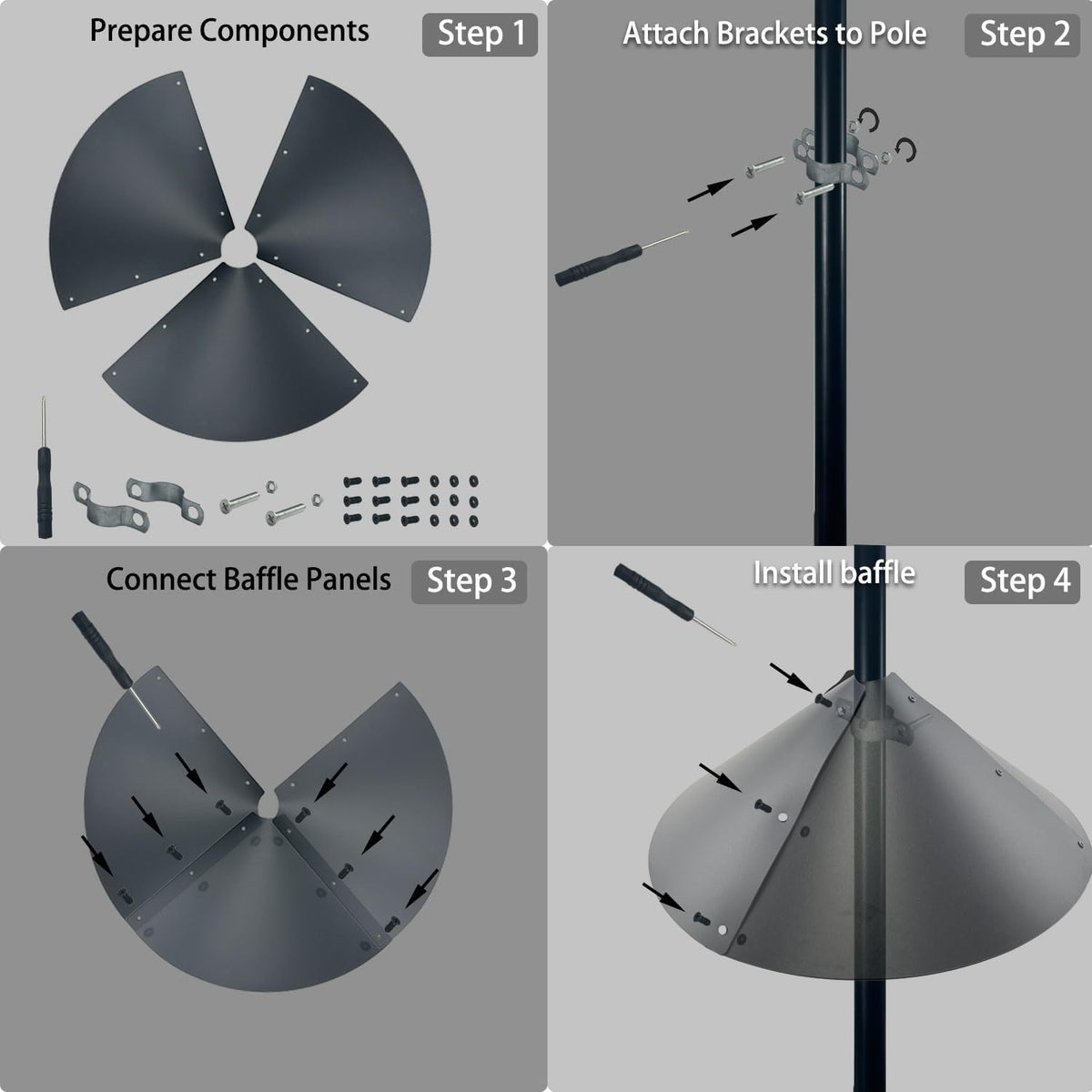 Squirrel Baffle for Bird feeders Pole, Squirrel Proof Cone.