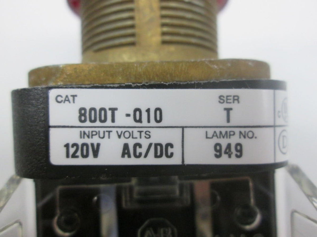 Allen Bradley 800T-Q10R Full Voltage Red Lens Pilot Light T38378