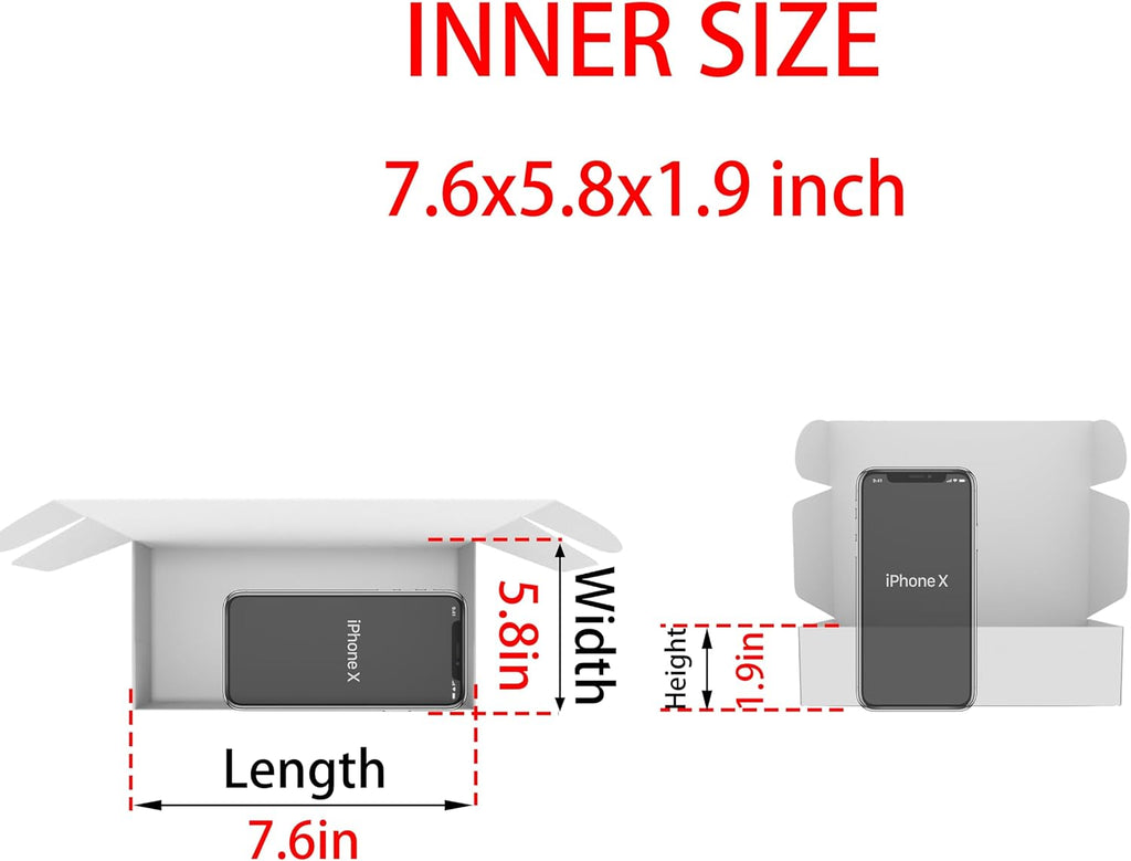 8x6x2 Shipping Boxes Set of 50, Black Mailer Corrugated Cardboard Box