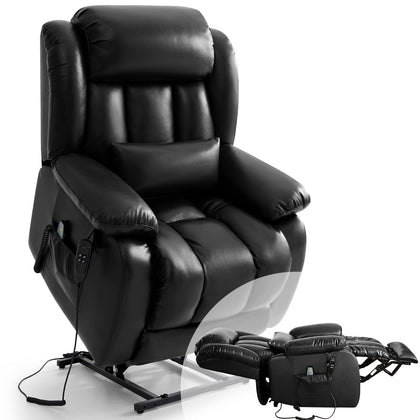 Infinite Position Lay Flat Power Lift Recliner Chair for Elderly, Black