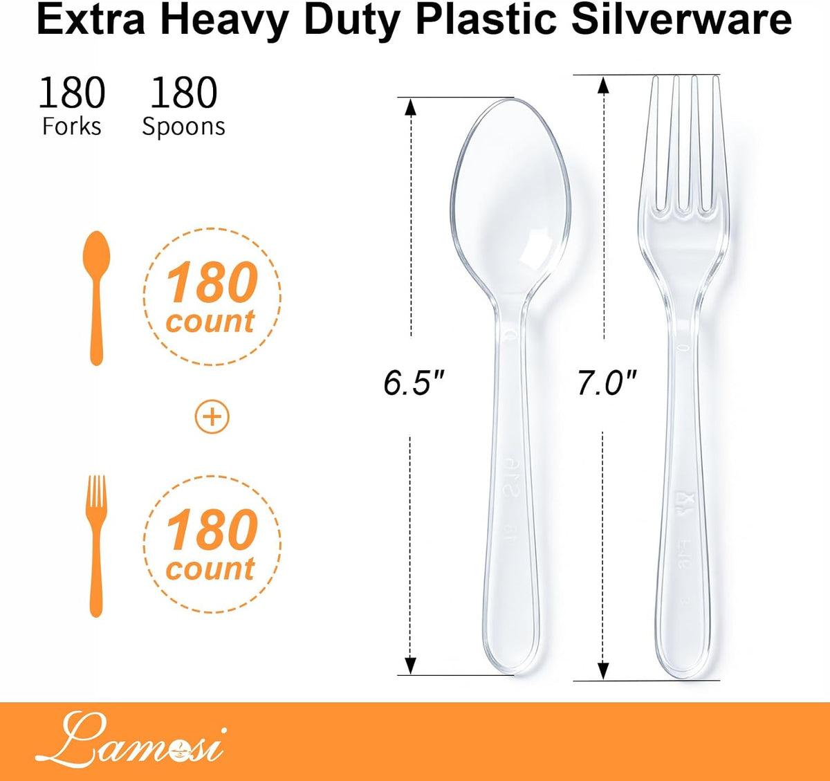 360 Count Extra Heavy Duty Clear Plastic Forks and Spoons