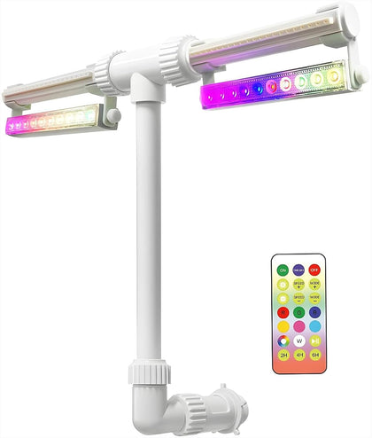 Swimming Pool Waterfall Fountain LED Light 7 Color Changing | Above/Inground Pool with Remote, Water Sprinkler