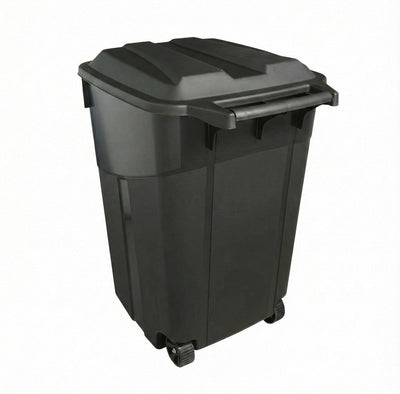 Outdoor Trash Can with Lid & Wheels, 32 Gallon Large Garbage Can for Garage & Patio, Heavy Duty Lockable Lid, Rugged