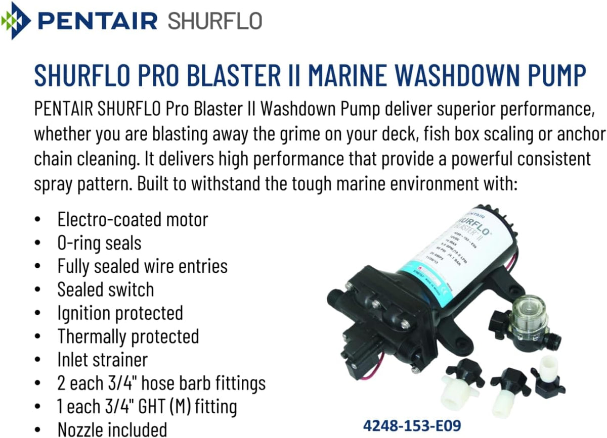 PENTAIR SHURFLO 4248-153-E09 Pro Blaster II Deluxe 4.0 Marine Washdown Pump