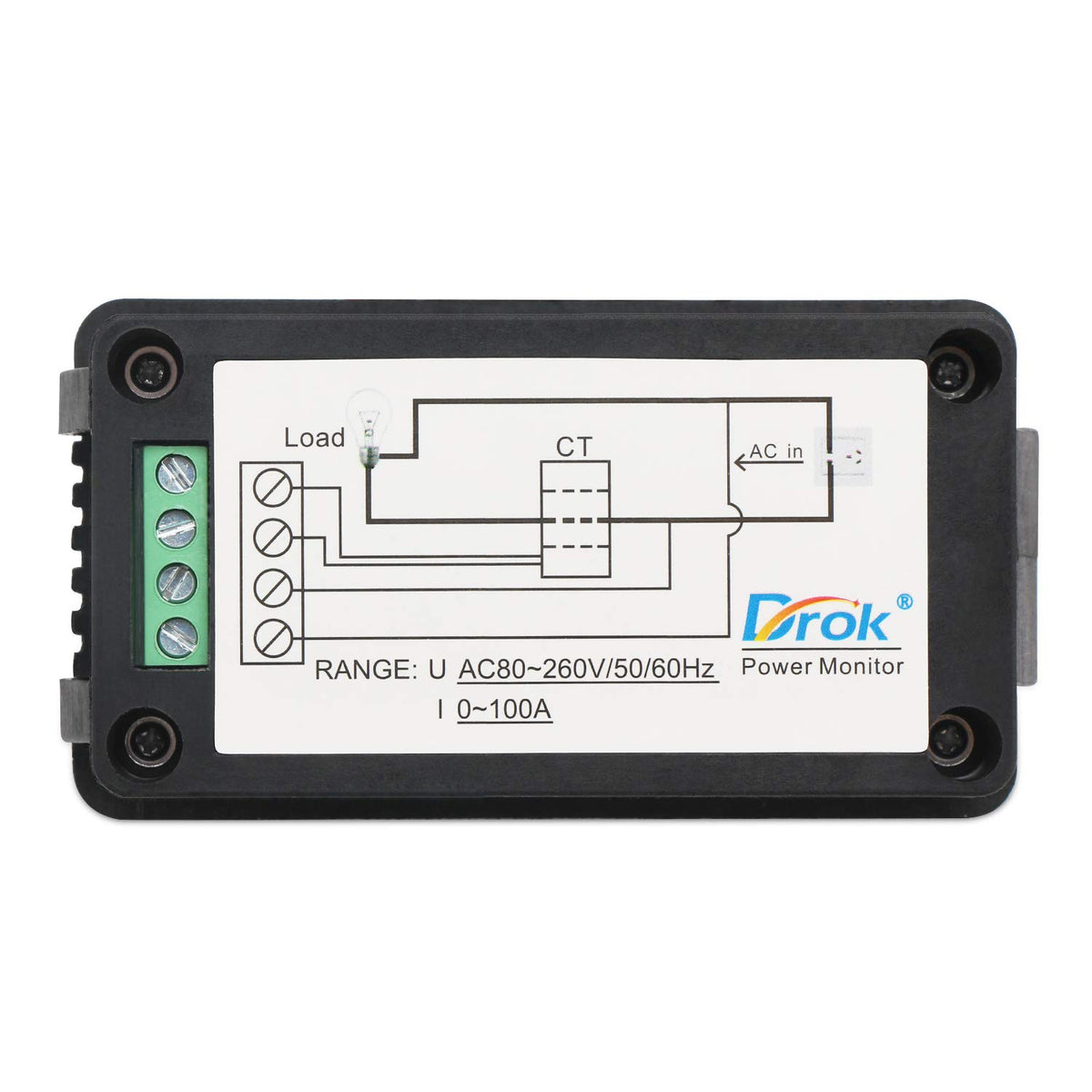 DROK AC Power Meter 80-260V 100A Multi Meter Digital LCD Display