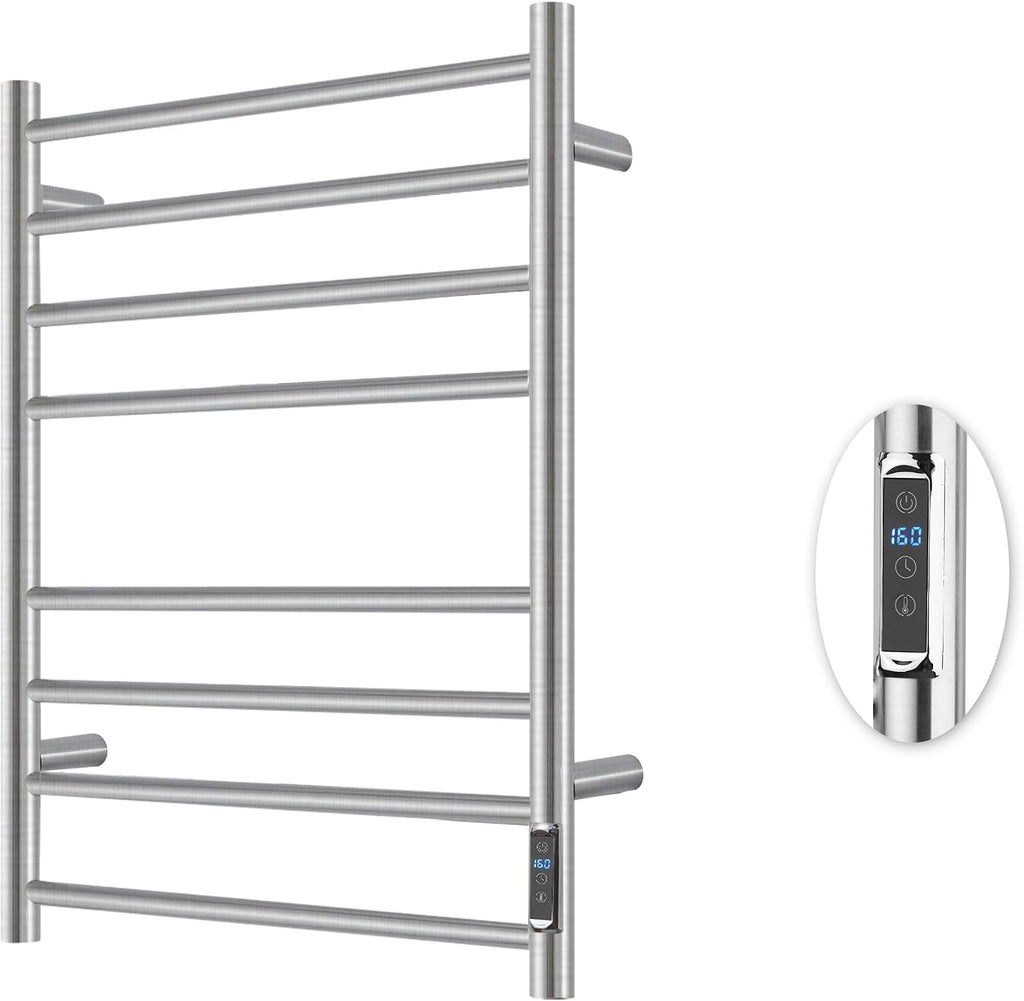 Heated Towel Racks for Bathroom, Wall Mounted Electric Towel Warmer Racks with Timer & Temperature Control, 8 Bar