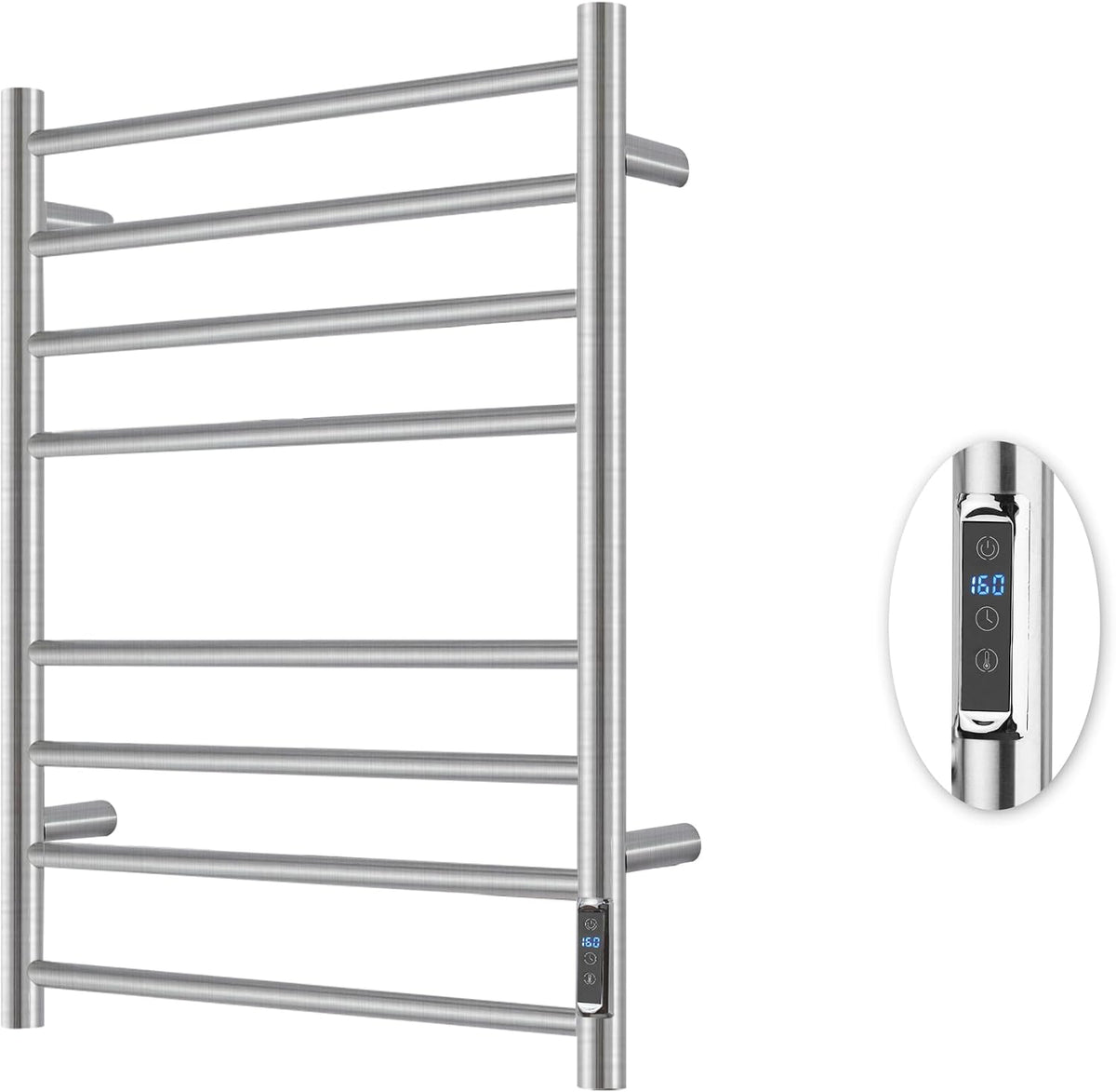Heated Towel Racks for Bathroom, Wall Mounted Electric Towel Warmer Racks with Timer & Temperature Control, 8 Bar