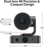 All-in-One Conference System: 4K Dual Lens Webcam + Bluetooth Speakerphone | AI Framing & Presenter Tracking PTZ