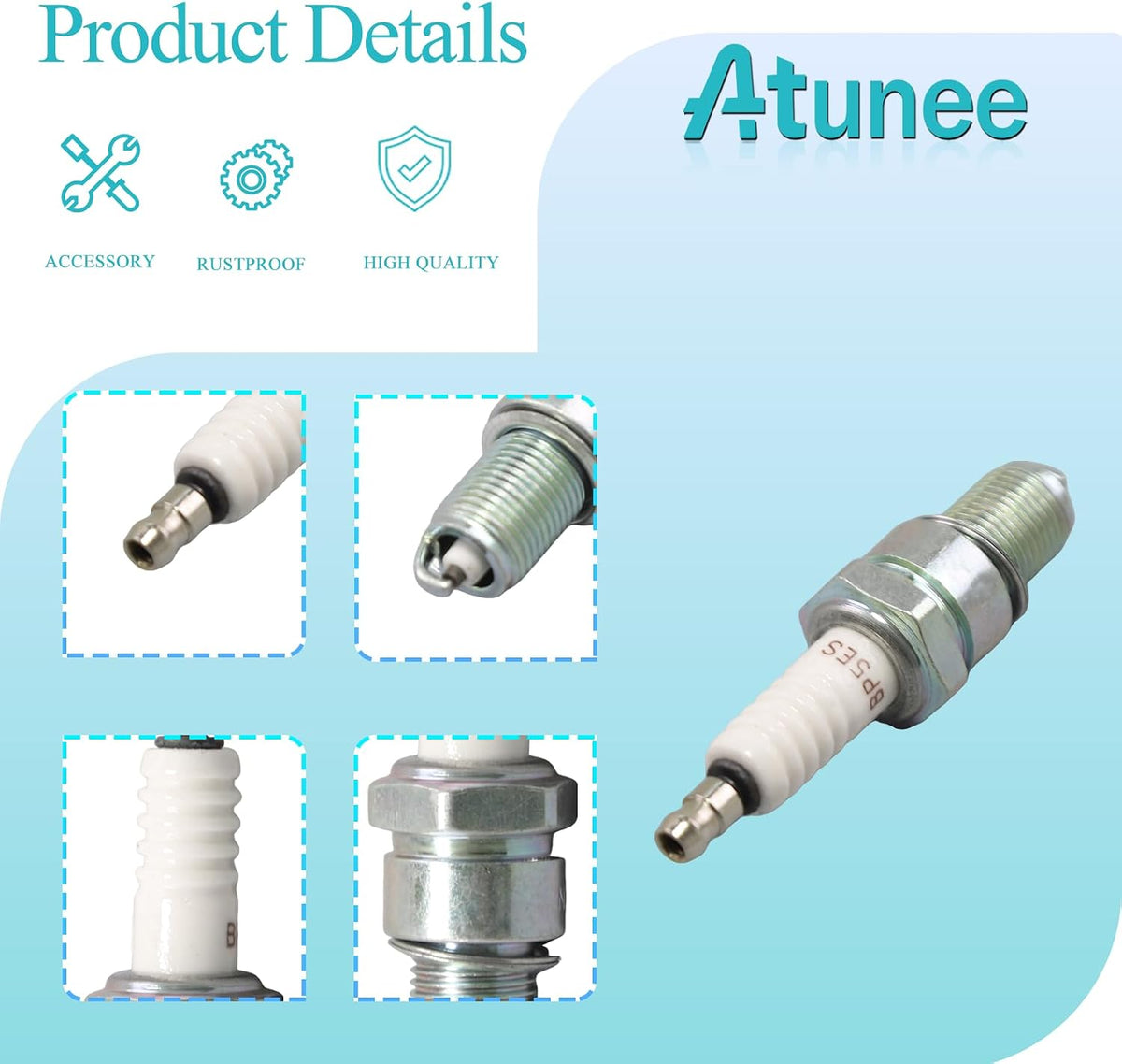 BPR4ES Spark Plug Replacement for NGK 6578 7222, 12PCS Spark Plug for Kawasaki 92070-7004 John Deere M805853 Arien 9873 Motorcycle Lawn Mower