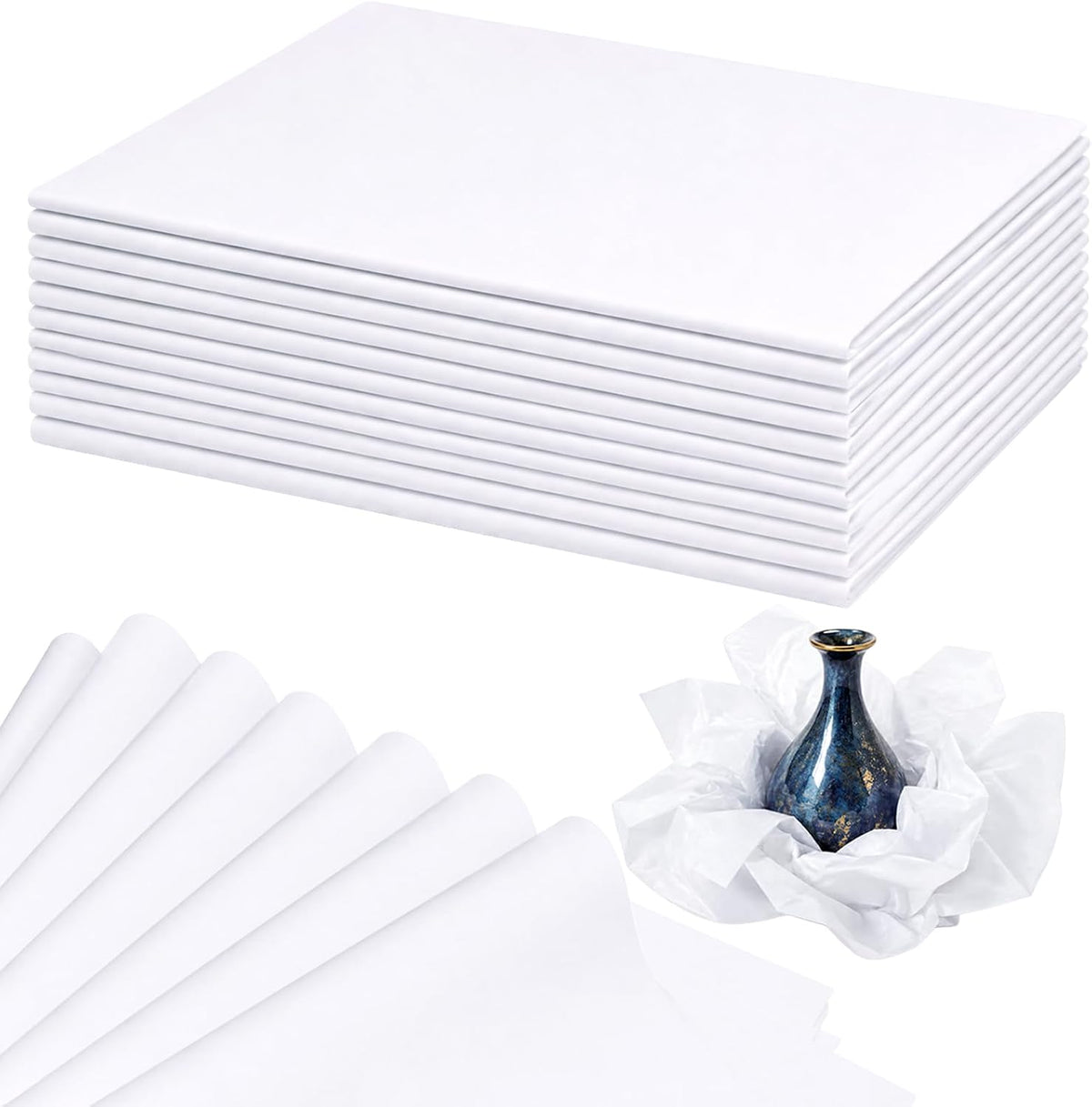 Acid Free Tissue Paper for Storage, 300 Sheets 24 x 33 in Bulk Large White Tissue Paper, Archival Packing Paper for