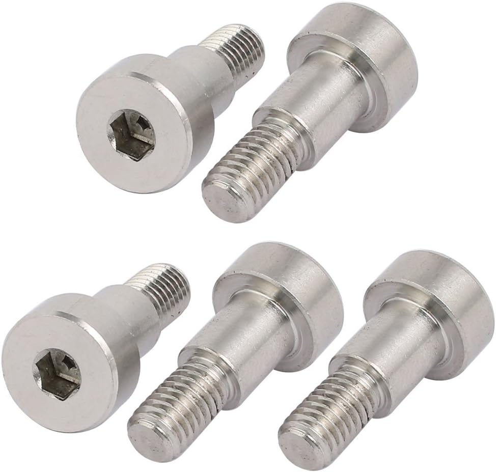uxcell 304 Stainless Steel Hex Socket Shoulder Bolt 10mm Shoulder Dia 12mm Shoulder Length M8 Thread 5pcs
