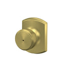 Bowery Bed/Bath Privacy Door Handle with Lock, Satin Brass