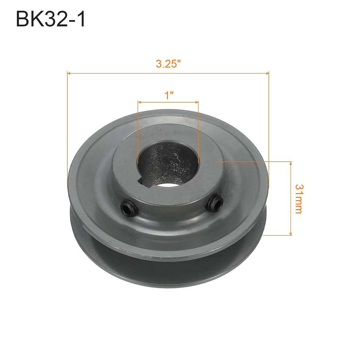 uxcell BK32-1 V-Belt Sheave 1" Bore, 3.35" OD, Single Groove Web Sheave