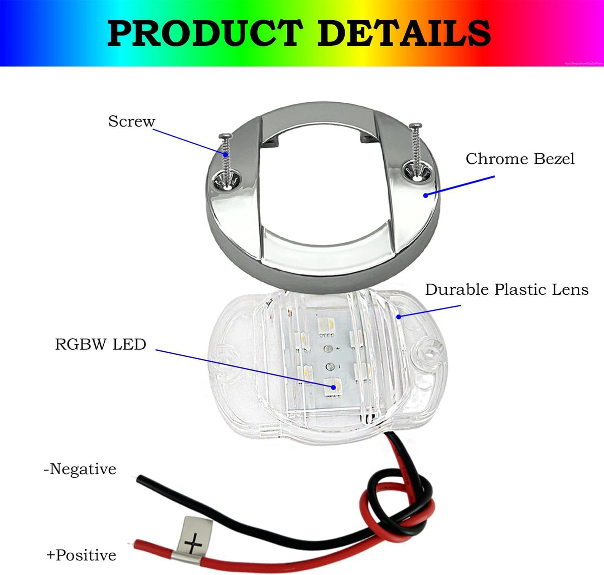Marine Boat Courtesy Lights, 3’’ RGBW Boat Interior/Deck Lights