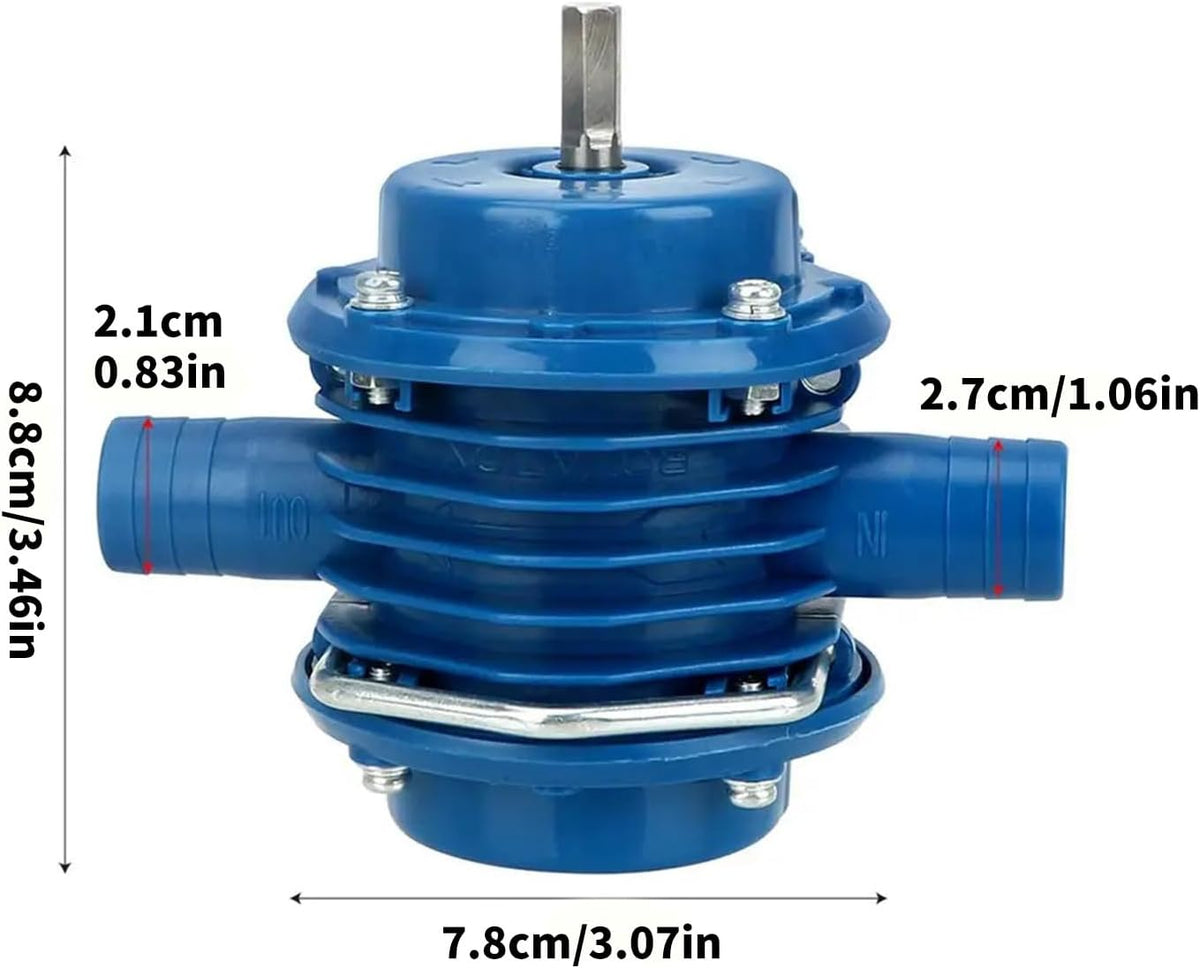 Hand Drill Water Transfer Pump with Startup Assist Design, Compact Size and Hose Ports for Everyday Water Transfer