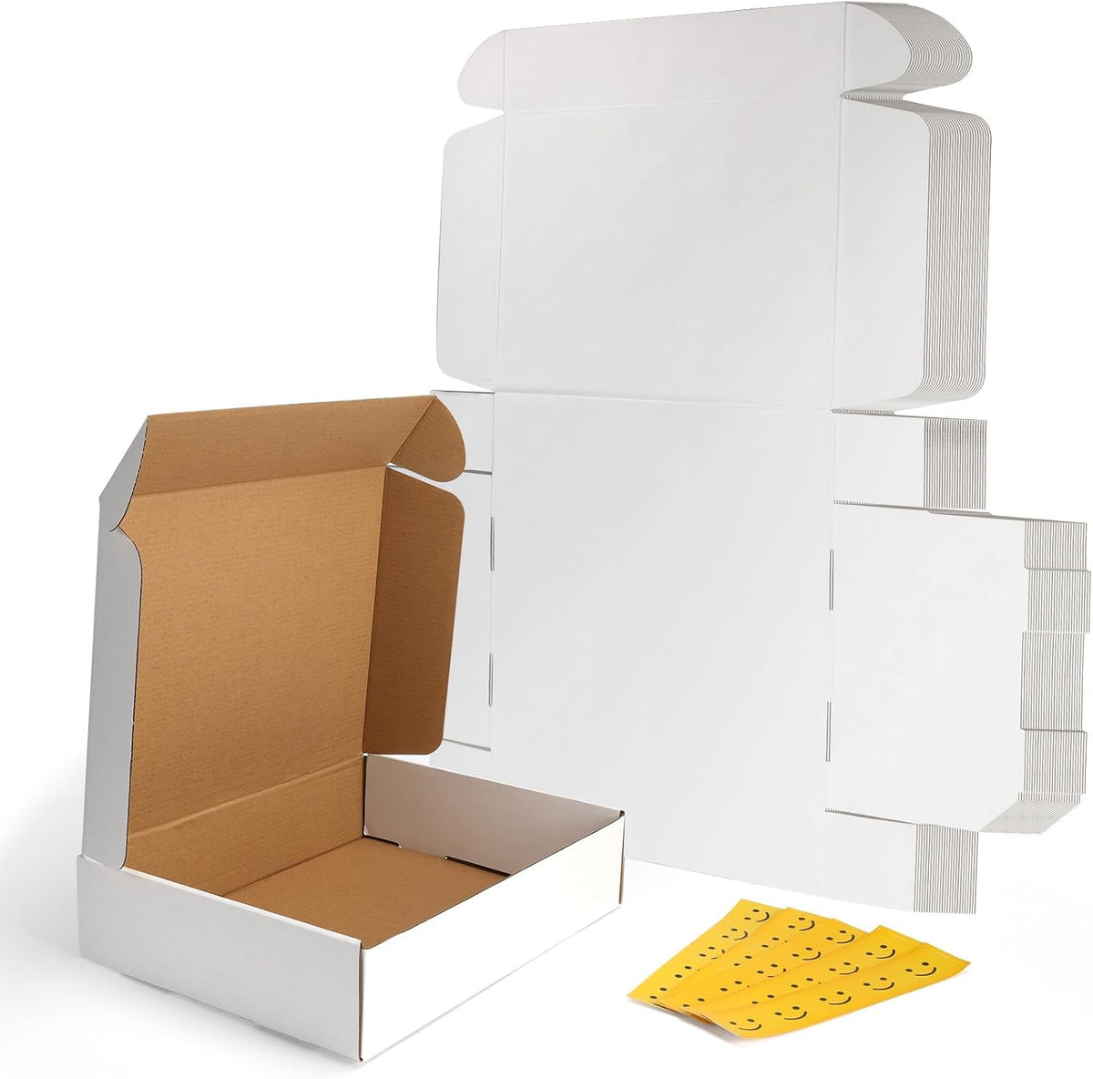 13x10x3 Shipping Boxes Set of 25, White Corrugated Cardboard Box for Packing, Mailing, Business