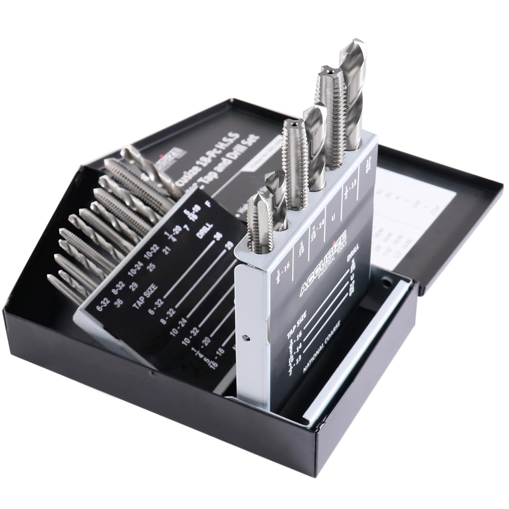 Accusize Industrial Tools HSS Tap and Drill Set, UNC, 18 Pc, 0001-0040