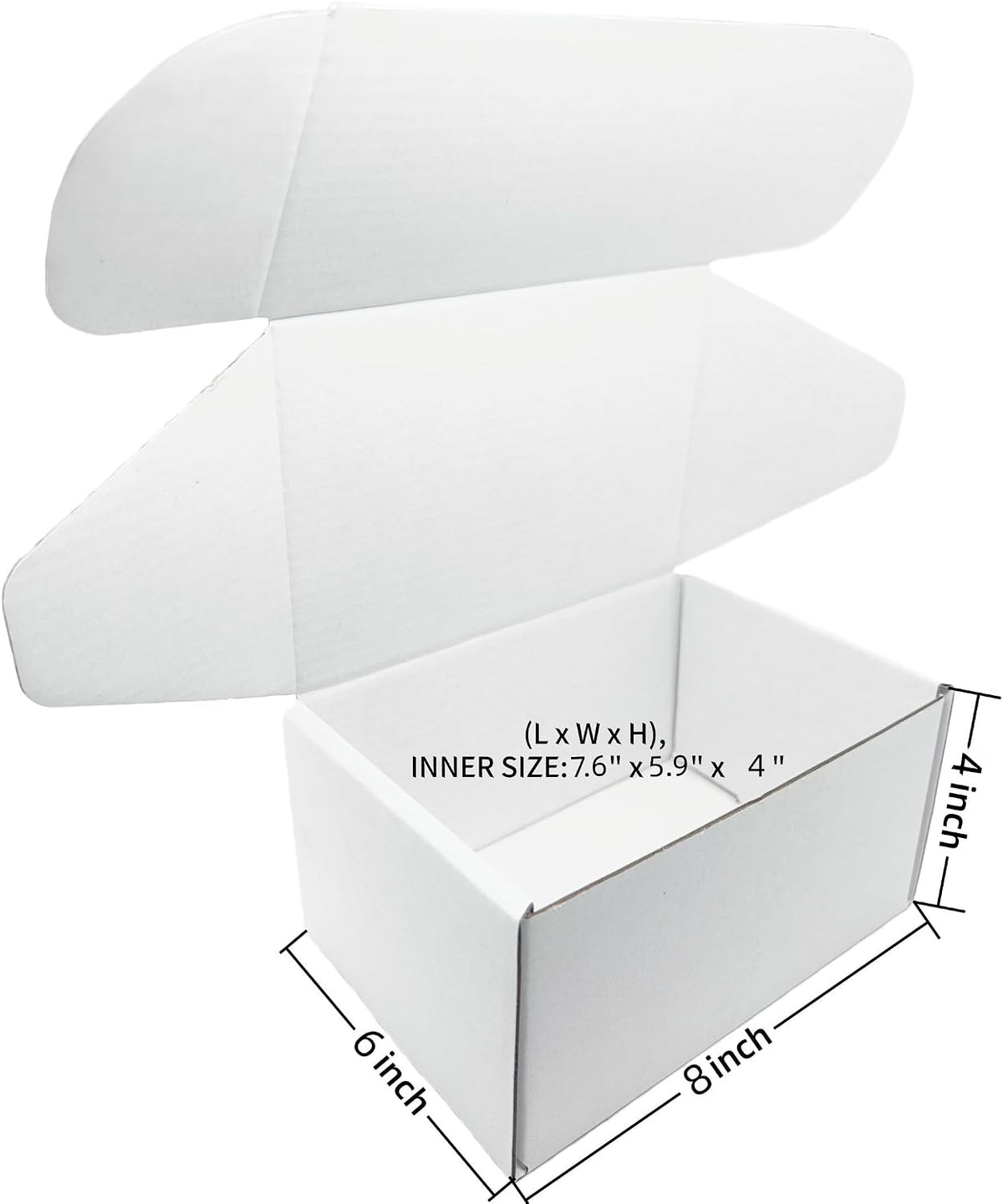 White Corrugated Cardboard Shipping Boxes 8x6x4 Inches Set of 2