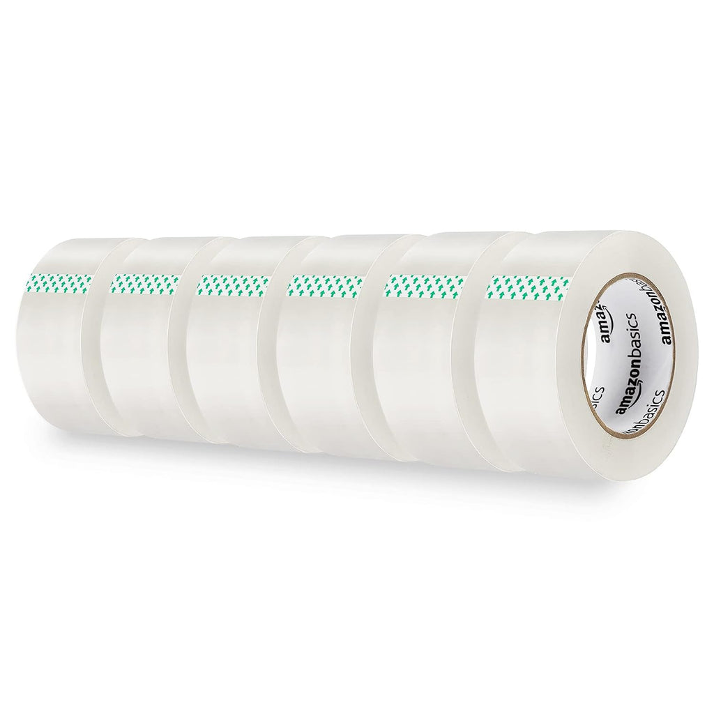 Strong Adhesive Packing Tape for Moving Boxes, Shipping and Sealing, Clear, 1.88" x 109 Yards, 6-Pack, Total 654 Yards