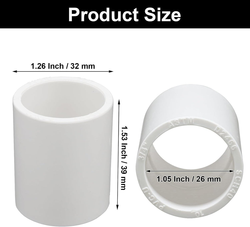 10 Pcs 3/4 Inch PVC Pipe Coupling