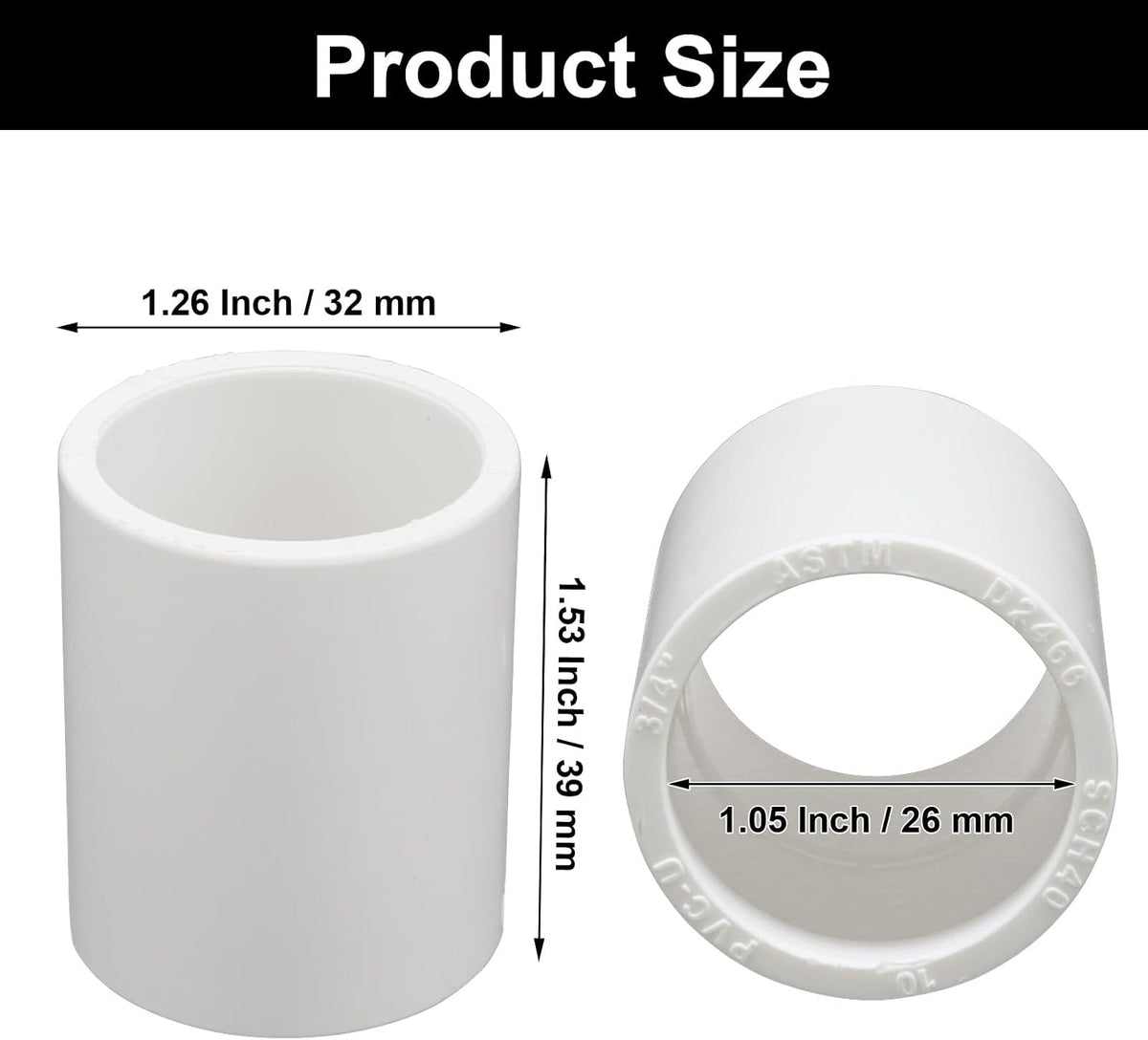 10 Pcs 3/4 Inch PVC Pipe Coupling