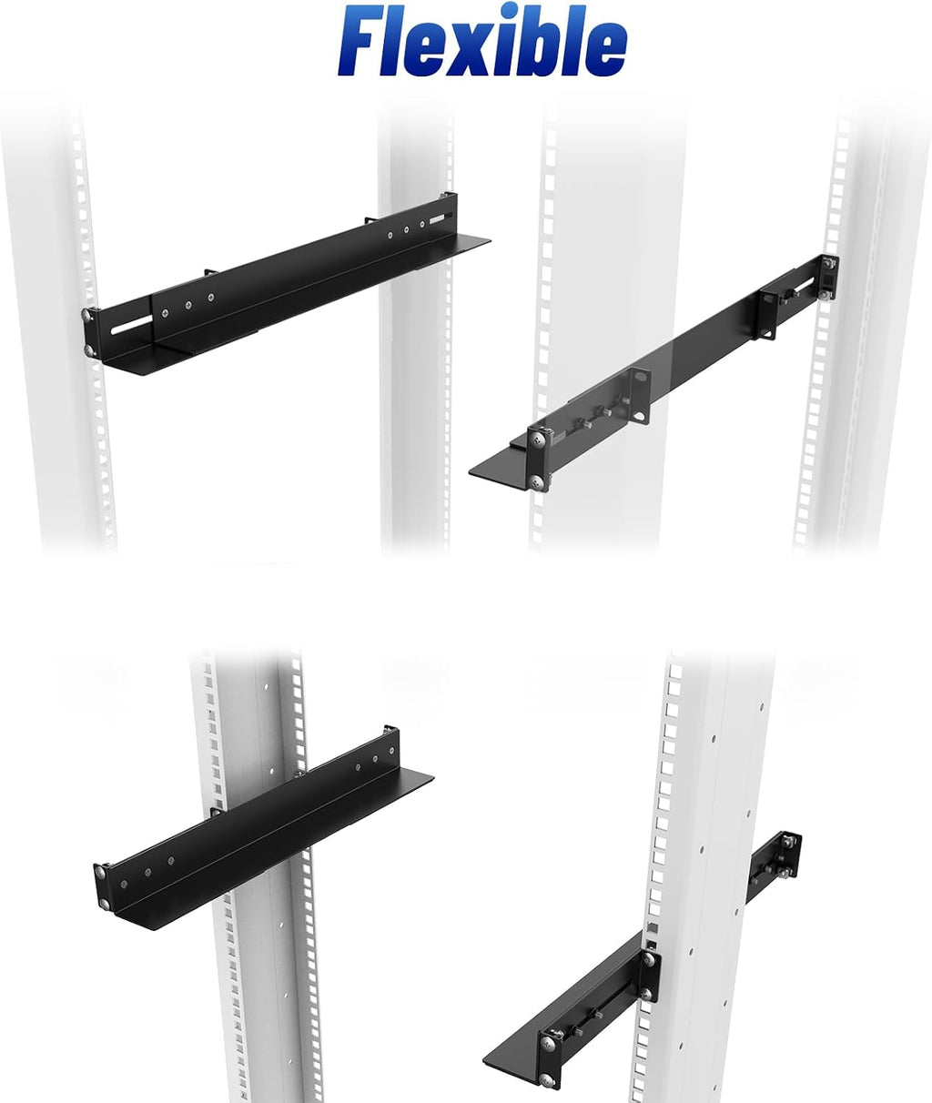 1U 19inch Server Rack Rails 15-24 inch Adjustable Depth Server Rack Rail for Universal 2&4-Post Rack Mount Rails for Network Equipment, Server, UPS Mounting Rail Kit Server Rack Accessories