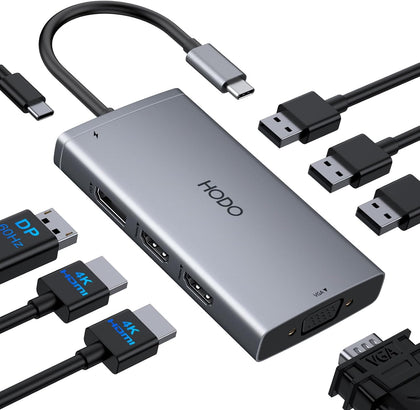 USB C Docking Station Dual Monitor for HP,Laptop Docking Station 3 Monitors | USB C Hub Quad Display USB C Adapter to
