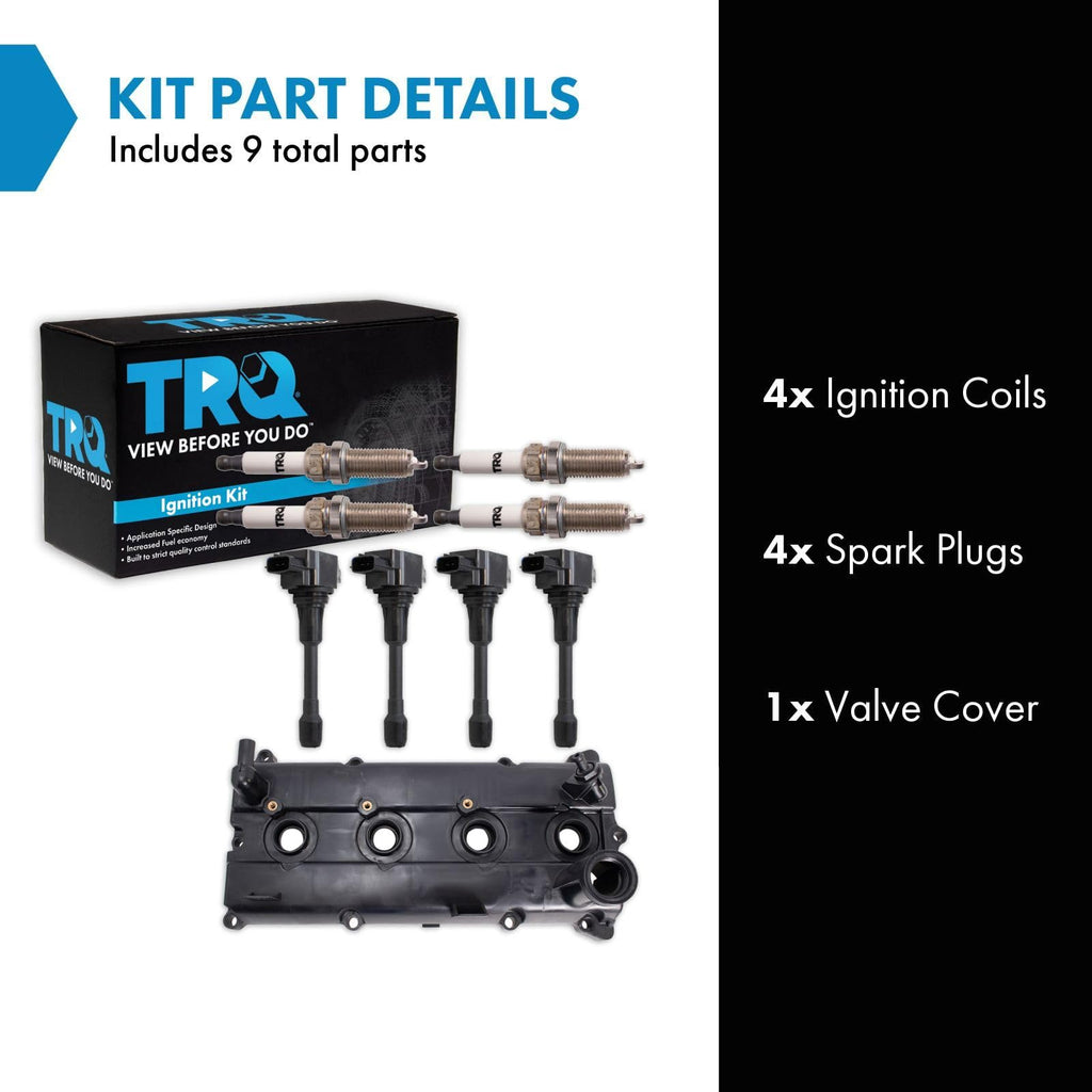 TRQ Ignition Coil and Spark Plug Kit 9 Piece Iridium Spark Plugs Valve
