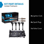 TRQ Ignition Coil and Spark Plug Kit 9 Piece Iridium Spark Plugs Valve