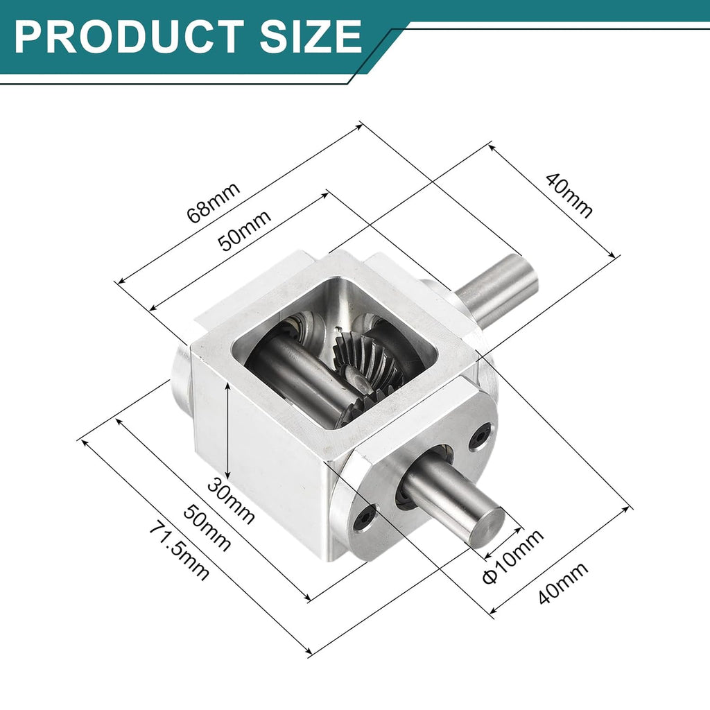 uxcell Gear Box 90 Degree Right Angle Bevel Gearbox 1:1 Single Output Shaft 1 Module 20 Teeth Bevel Gear Aluminum Frame Simple Mechanical DIY Module 10mm Shaft,68x71.5x30mm(LxWxH)