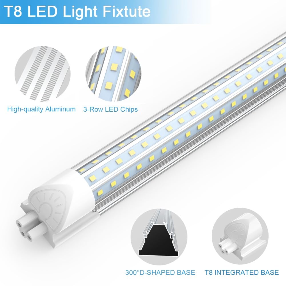 8FT LED Shop Light, 90W 11700LM Super Bright, 6000K D-Shape