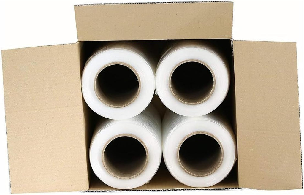 4 Rolls 18" x 1500 FT Pre-Stretched Stretch Wrap 33 Gauge (80G Equivalent) Clear Hand Shrink Pallet Wrap Film for