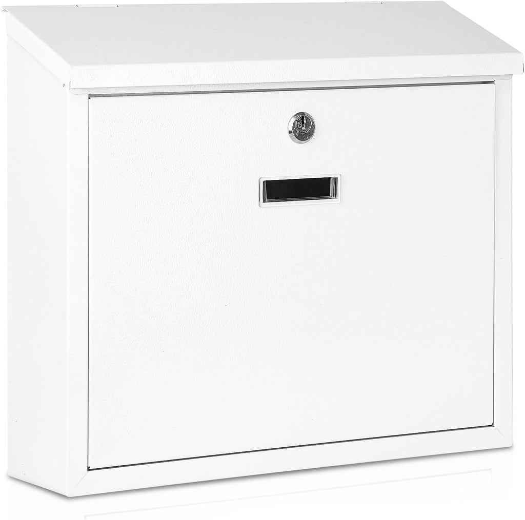 Mail Boxes with Key Lock,Locking Mailbox Wall Mounted,Security Metal Mailbox Drop Box, Modern Large Capacity,Steel