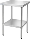 24 x 24 Inch Stainless Steel Work Table with Adjustable Undershelf, Commercial Kitchen Prep Table with Adjustable