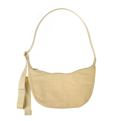 Small Nylon Crossbody Crescent Bag: Butter Yellow Slouchy Style Shoulder Casual with 51'' Adjustable Strap