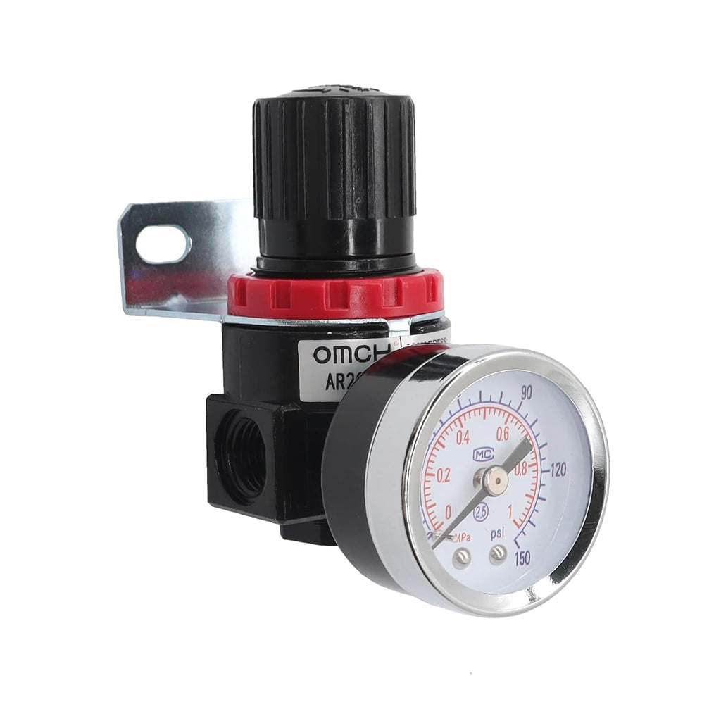 AR2000 Pneumatic Air Compressor Pressure Regulator with Bracket and Gauge Female Thread 1/4 NPT 0-145 PSI