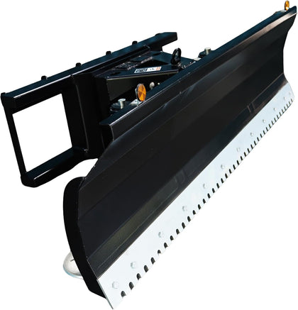 72" Heavy-Duty Hydraulic Skid Steer Snow Plow Dozer Blade | Universal Quick Attach Snow Pusher, Spring Shock