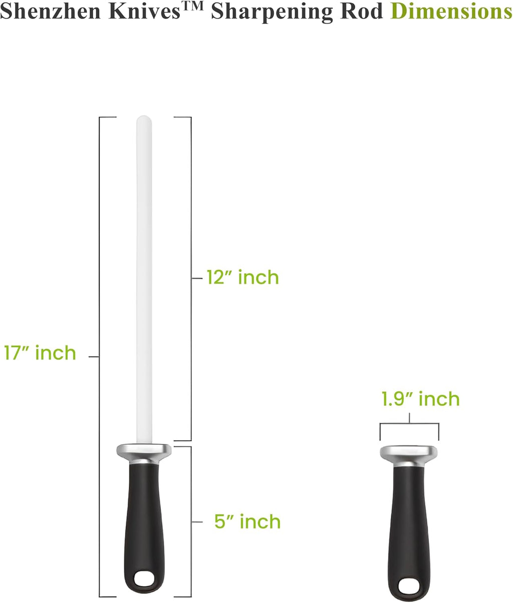 Ceramic Honing Rod – 12 Inch, HRC 68, 1000 Grit | 12 Inch Ceramic Rod, HRC 68 Alumina, 1000 Grit, Rectangular Safety