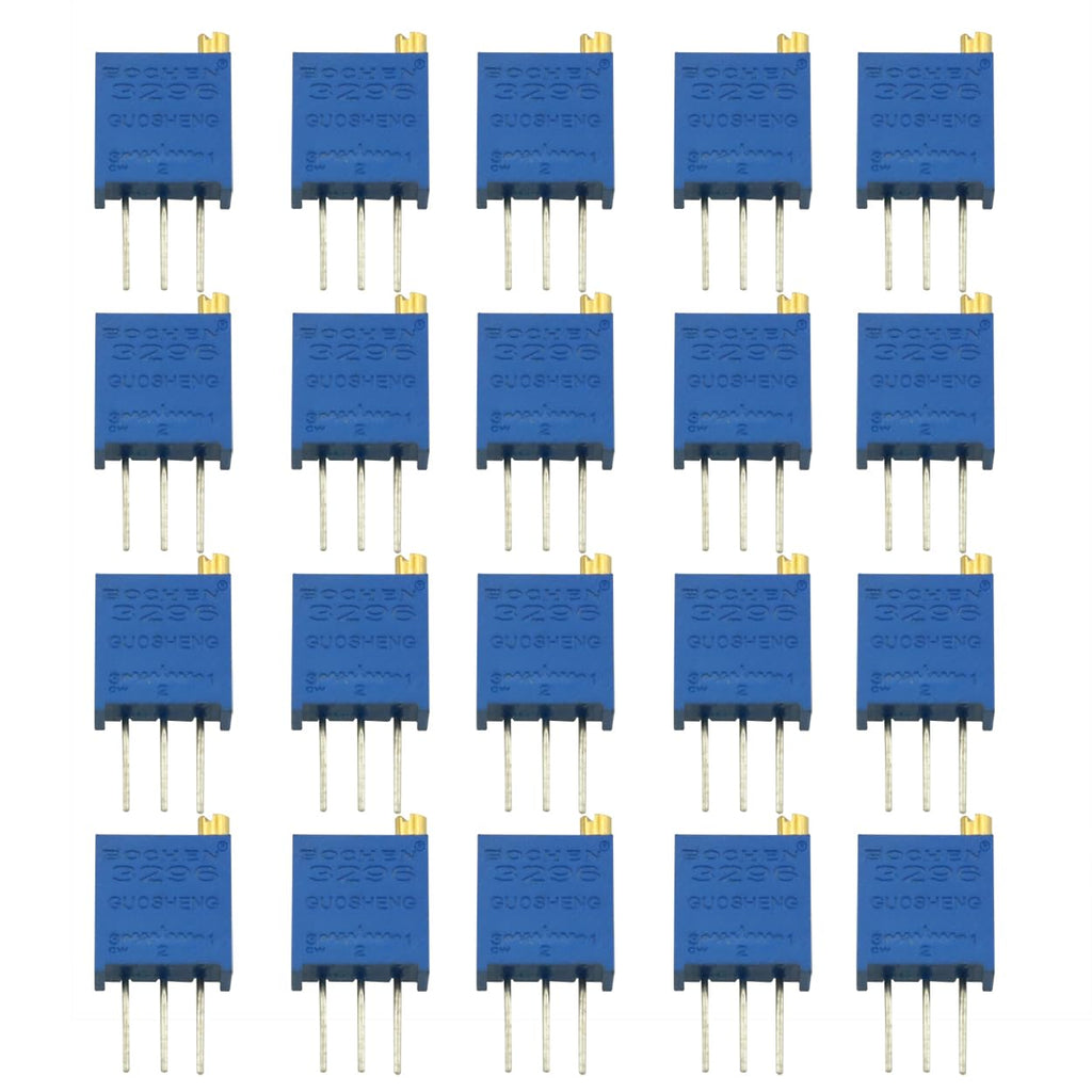 20PCS 3296W Trim Pot Trimmer Potentiometer 10K Ohm Multiturn Trimmer Potentiometer Variable Resistor High Precision Potentiometer 3296W Potentiometer, Blue