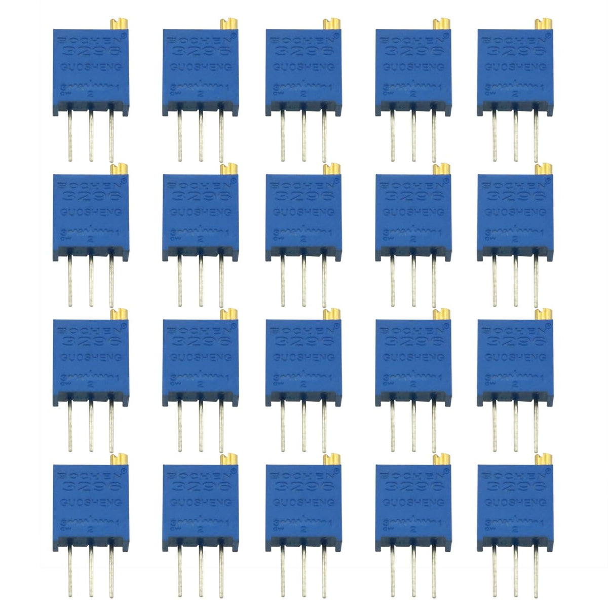 20PCS 3296W Trim Pot Trimmer Potentiometer 10K Ohm Multiturn Trimmer Potentiometer Variable Resistor High Precision Potentiometer 3296W Potentiometer, Blue