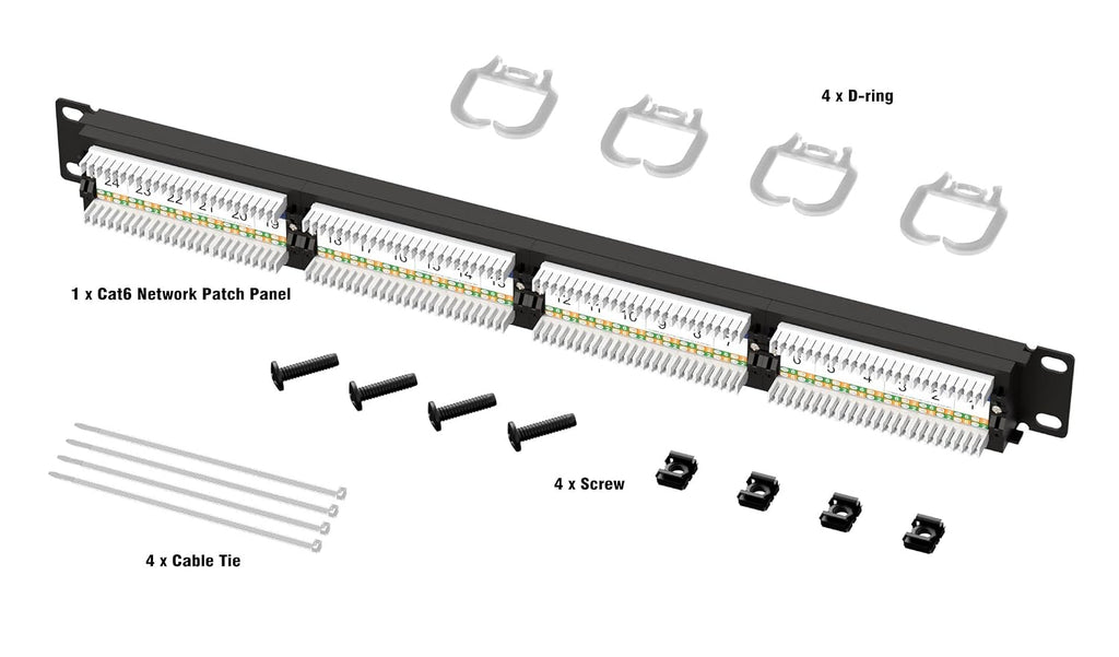 iwillink 24 Port Patch Panel, 10Gbps Cat6 RJ45 Patch Panel, 1U