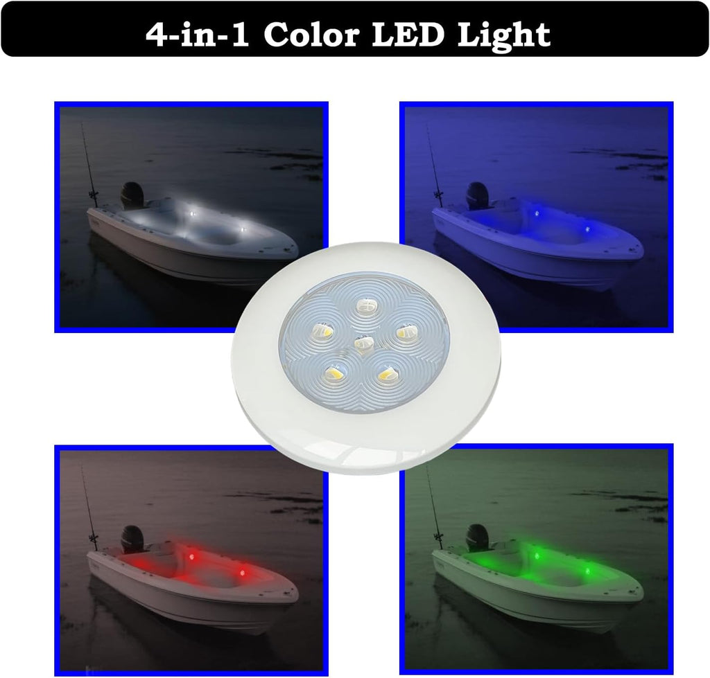 Boat Courtesy Lights, 3’’ RGBW LED Deck Interior Lights for Boat