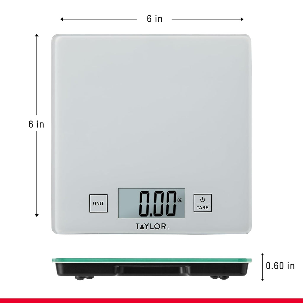 Compact Glass Kitchen Food Scale, 11 lb Capacity Digital Scale for Baking, Cooking, Meal Prep, Portion Control, Thin